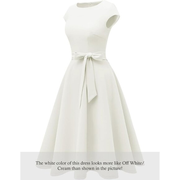 Dresstells Women's White Modest Vintage Cocktail Formal Party Evening Dresses - Picture 3 of 7